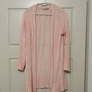 Loft pink duster length cardigan